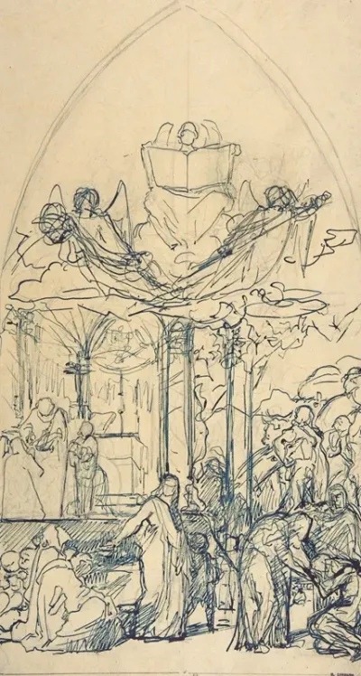 Composition Study With Figures Distributing Bread