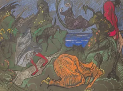 Composition With Figures Running Around