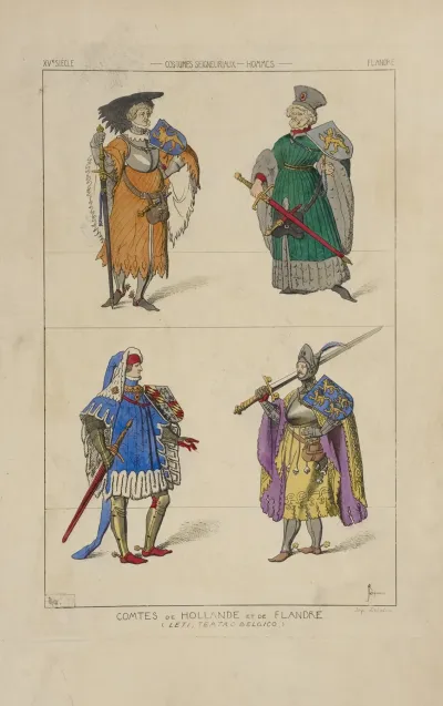 Comtes De Hollande Et De Flandre Leti Teatro Belgico Xve Siecle Costumes Seigneuriaux Hommes Flandre