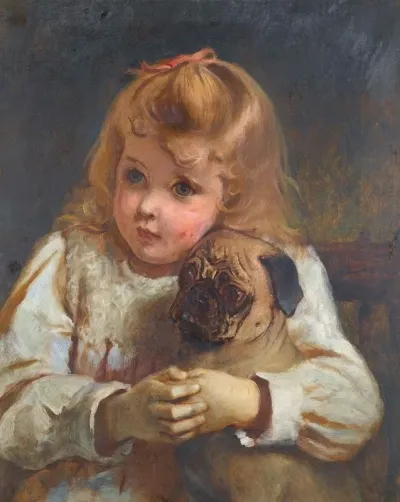 Concern Girl With A Pug