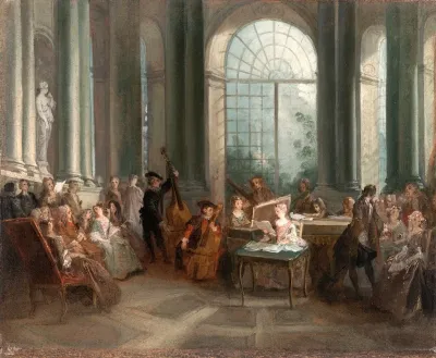 Concert In The Oval Salon Of Pierre Crozats Chateau At Montmorency