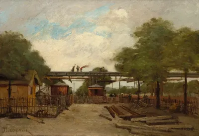 Construction Of An Elevated Railway Bridge Over The Cours De Vincennes