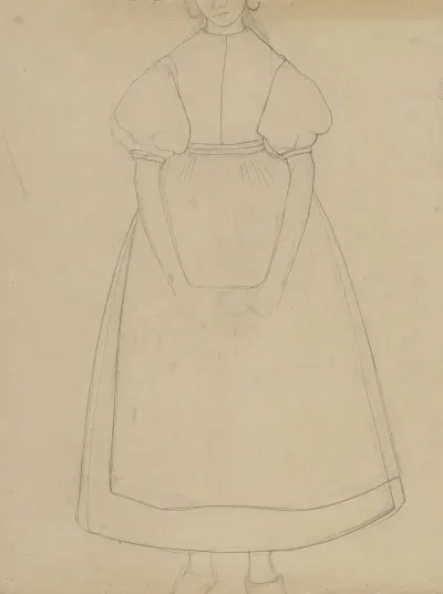 Contourtekening Van Een Staand Meisje