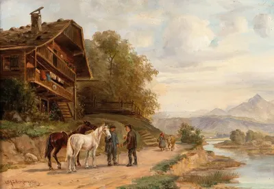 Conversation Among Horse Experts On A Country Road