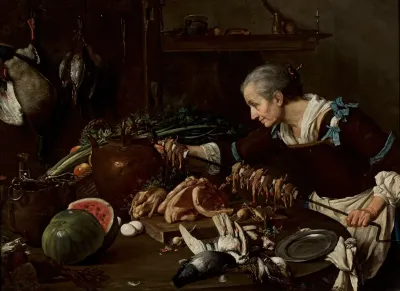 Cook Stuffing Quails On A Spit