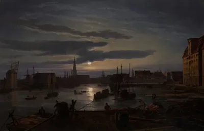 Copenhagen Harbor By Moonlight