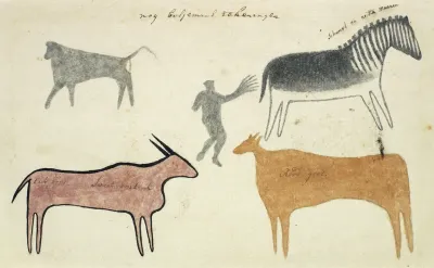 Copies Of San Rock Paintings Depicting Creatures