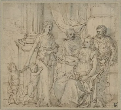 Cornelia Mother Of The Gracchi Pointing To Her Children As Her Most Precious Ornaments