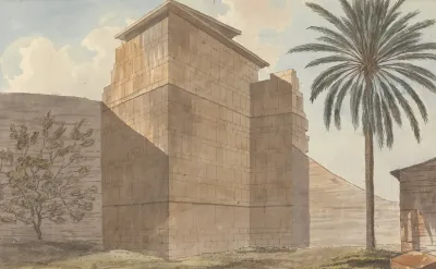 Corner Of A Stone Building With Palm Tree At Right