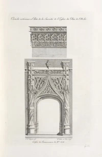 Corniche Exterieure Et Porte De La Sacristie De Leglise Du Pont De Larche Edifice Du Commencement Du Xve Siecle