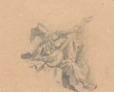 Cossack Playing The Balalaika Study Of A Figure For The Painting The Lisowczycy Camp