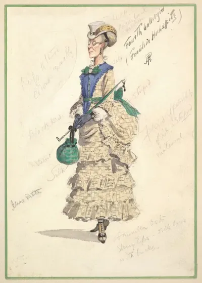 Costume Design For Fourth Ballet Girl Fraulein Hochspitz In Long Beige Gown