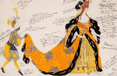 Costume Design For La Belle Au Bois Dormant Dame Dhonneur Avec Le Page Portant Le Train