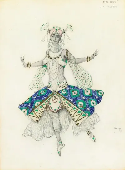 Costume Design For Tamara Karsavina As La Fiancee In Le Dieu Bleu