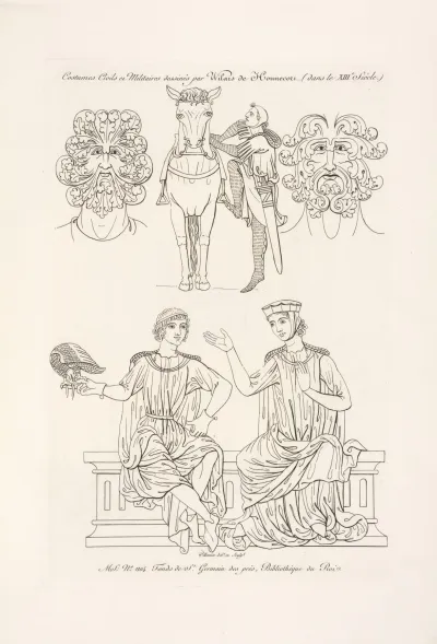 Costumes Civils Et Militaires Dessines Par Wilars De Honnecort Dans Le Xiiie Siecle