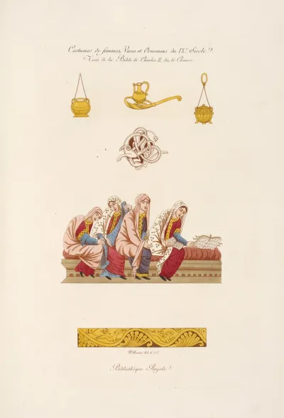 Costumes De Femmes Vases Et Ornemens Du Ixe Siecle Tires De La Bible De Charles Ii Dit Le Chauve
