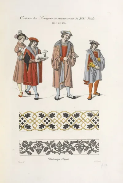 Costumes Des Bourgeois Du Commencement Du Xvie Siecle Ms No 6811 Two Patterns