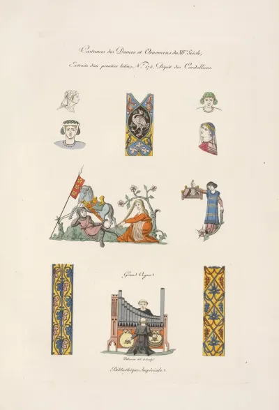 Costumes Des Dames Et Ornemens Du Xive Siecles Extraits Dun Psautier Latin No 175 Depot Des Cordelliers