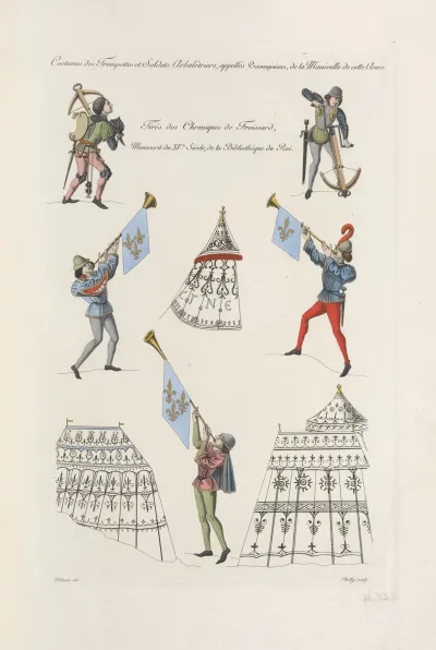 Costumes Des Trompettes Et Soldats Arbaletriers Appelles Cranequiniers De La Manivelle De Cette Arme