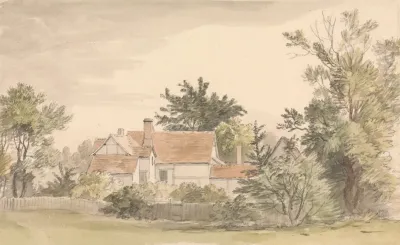 Cottages And Trees With A Fence