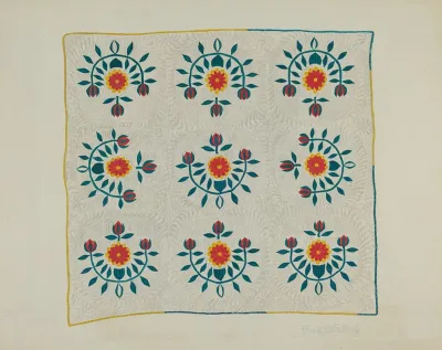 Cotton Quilt Tulip Design