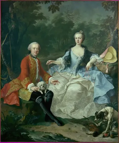 Count Giacomo Durazzo In The Guise Of A Huntsman With His Wife Ernestine Aloisia Ungnad Von Weissenwolff