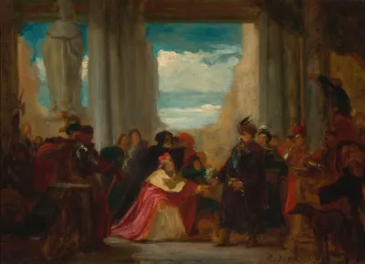 Count Wilczek Beseeching King John Sobieski To Help Vienna Against The Turks Sketch