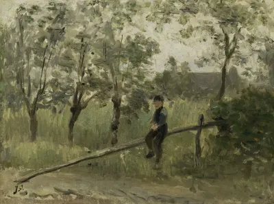 Country Boy On A Pole Barrier