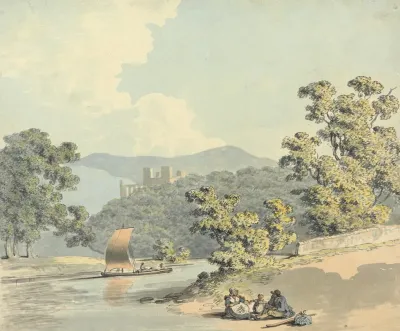 Country Folk With A Child Beside A River