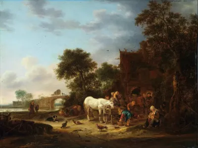 Country Inn With A Horse At The Trough