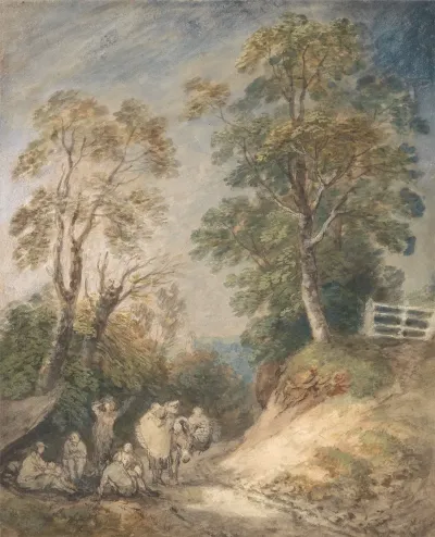 Country Lane With Gypsies Resting