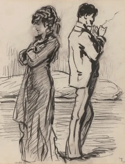 Couple Before A Chaise