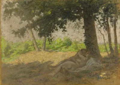 Couple Enlace Couche Dans Un Paysage