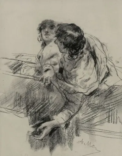 Couple In A Boat Man Leaning Over Edge