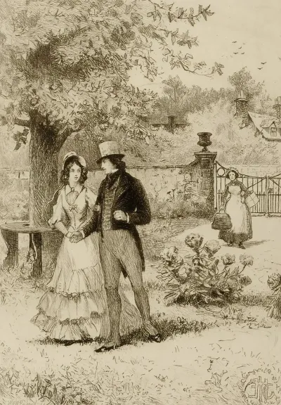 Couple Walking In A Garden