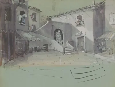 Cour De Maison Maquette De Decor