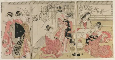 Courtesans Of The Ogiya On A Spring Outing