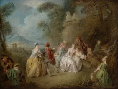 Courtly Scene In A Park