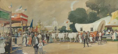 Covered Wagon At The Fair Drawn By Six Oxen