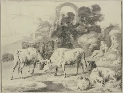 Cow Herd With Shepherds