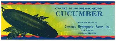 Cowans Hydro Organic Grown Cucumber Label