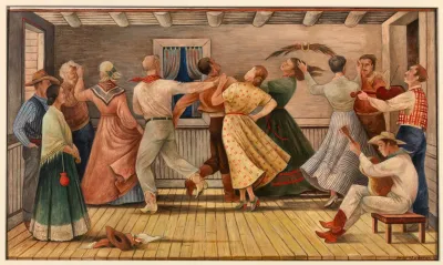Cowboy Dance Mural Study Anson Texas Post Office