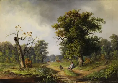 Cowherd At The Rest At The Forest Edge