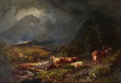 Cows In A Mountainous Landscape
