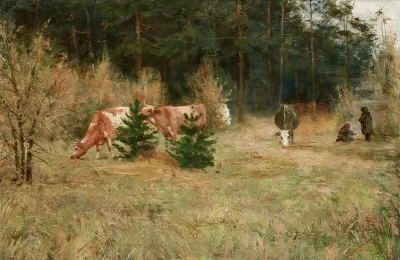 Cows Near A Forest