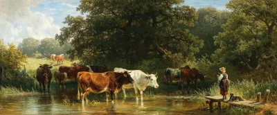 Cows Near A Watering Place