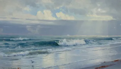 Crashing Waves Along The Seashore Off The Coast Rhode Island