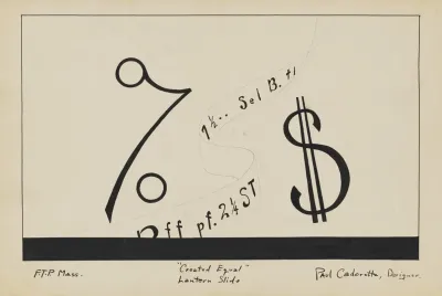 Created Equal Sketch No 12 Lantern Slide Ticker Tape And Financial Symbols