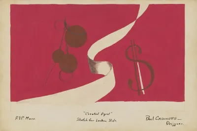 Created Equal Sketch No 13 Sketch For Lantern Slide Financial Symbols And Ribbon