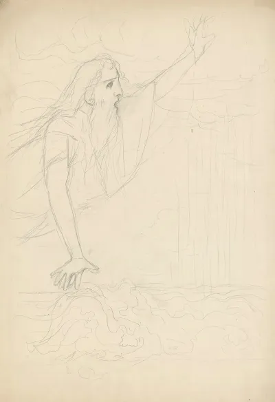 Creation Of The World God The Father Floating Above Waters